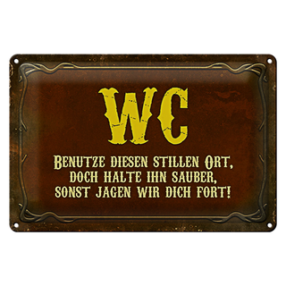 Blechschild Spruch 30x20cm WC benutze diesen stillen Ort rotes Schild