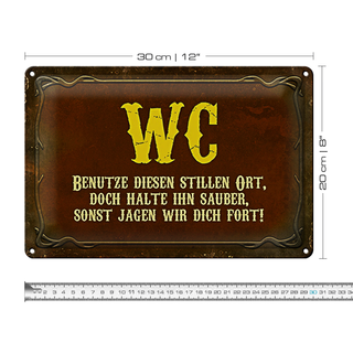 Blechschild Spruch 30x20cm WC benutze diesen stillen Ort rotes Schild