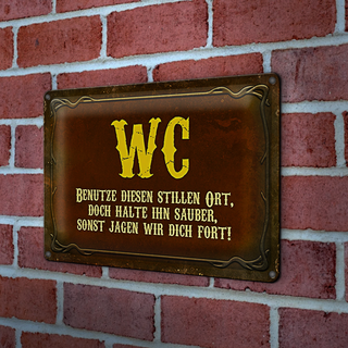 Blechschild Spruch 30x20cm WC benutze diesen stillen Ort rotes Schild