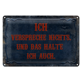 Blechschild Spruch 30x20cm verspreche nichts das halte auch