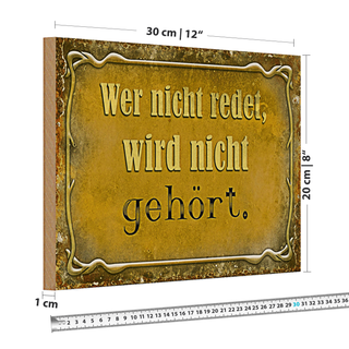 Holzschild Spruch 30x20cm wer nicht redet nicht gehört