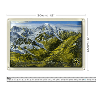 Blechschild France 30x20cm Vallee de Chamonix Mont Blanc