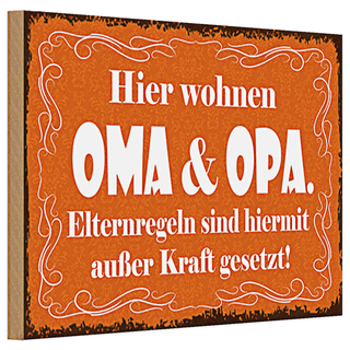 Holzschild Spruch 30x20cm hier wohnen Oma & Oma