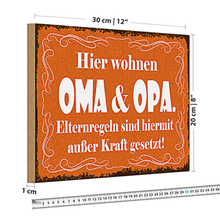 Holzschild Spruch 30x20cm hier wohnen Oma & Oma
