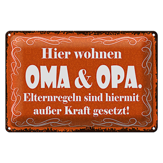 Blechschild Spruch 30x20cm hier wohnen Oma & Oma