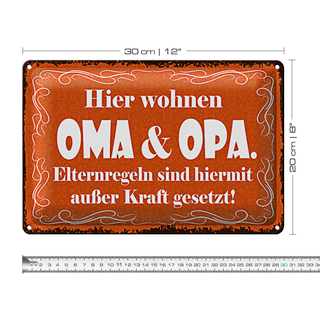 Blechschild Spruch 30x20cm hier wohnen Oma & Oma