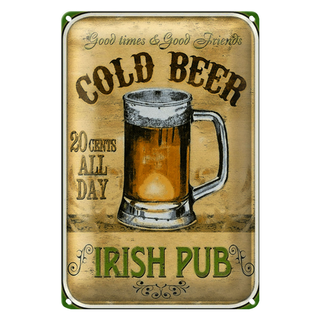Blechschild Bier 20x30cm Irish Pub gold beer good times