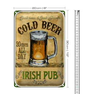 Blechschild Bier 20x30cm Irish Pub gold beer good times