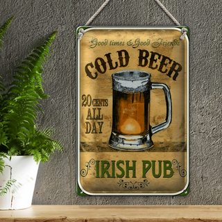 Blechschild Bier 20x30cm Irish Pub gold beer good times