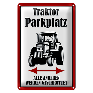 Blechschild Parken 20x30cm Traktor Parkplatz links rechts