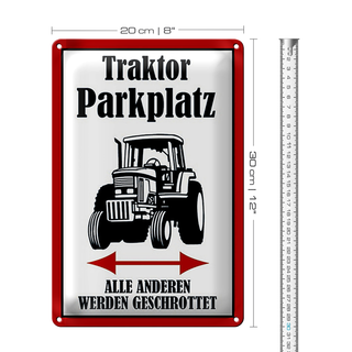 Blechschild Parken 20x30cm Traktor Parkplatz links rechts