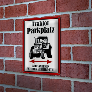 Blechschild Parken 20x30cm Traktor Parkplatz links rechts