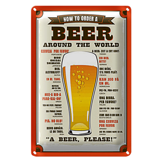 Blechschild Bier 20x30cm Beer around the world beer please