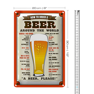 Blechschild Bier 20x30cm Beer around the world beer please