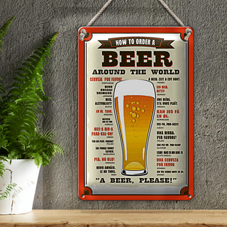 Blechschild Bier 20x30cm Beer around the world beer please