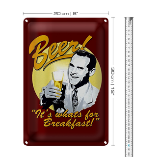 Blechschild Bier 20x30cm Beer it´s whats for Breakfast
