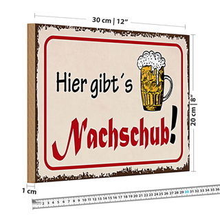 Holzschild Bier 30x20cm hier gibt´s Nachschub