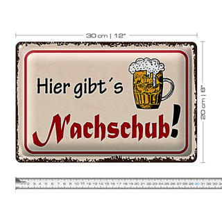 Blechschild Bier 30x20cm hier gibt´s Nachschub