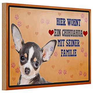 Holzschild Spruch 30x20cm Hund hier wohnt ein Chihuahua