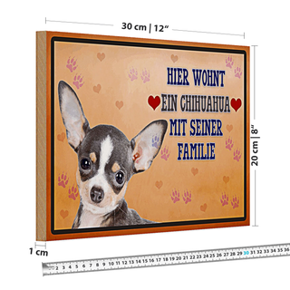Holzschild Spruch 30x20cm Hund hier wohnt ein Chihuahua