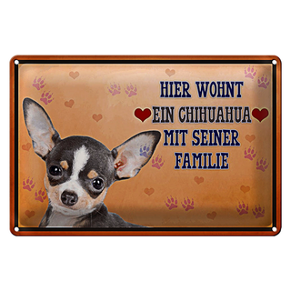 Blechschild Spruch 30x20cm Hund hier wohnt ein Chihuahua