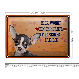 Blechschild Spruch 30x20cm Hund hier wohnt ein Chihuahua