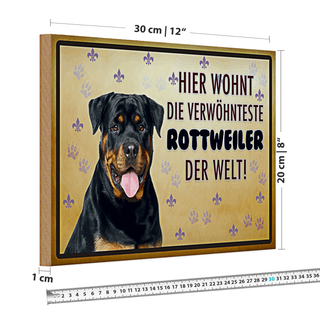 Holzschild Spruch 30x20cm Hund hier wohnt die Rottweiler
