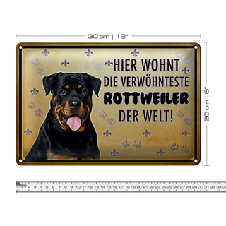 Blechschild Spruch 30x20cm Hund hier wohnt die Rottweiler