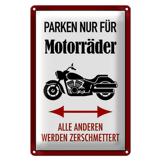 Blechschild Parken 20x30cm nur für Motorräder alle anderen
