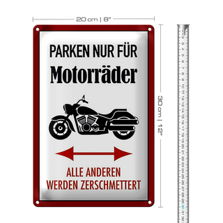 Blechschild Parken 20x30cm nur für Motorräder alle anderen