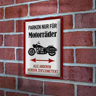 Blechschild Parken 20x30cm nur für Motorräder alle anderen