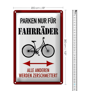 Blechschild Parken 20x30cm nur für Fahrräder alle anderen