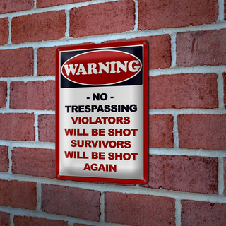 Blechschild Spruch 20x30cm Warning no trespadding