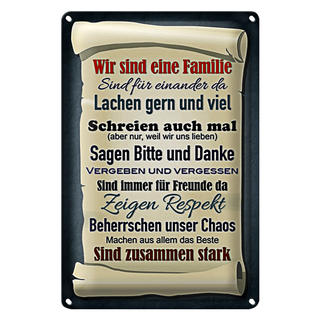Blechschild Spruch 20x30cm wir sind eine Familie zusammen