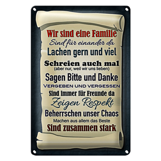 Blechschild Spruch 20x30cm wir sind eine Familie zusammen