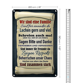 Blechschild Spruch 20x30cm wir sind eine Familie zusammen
