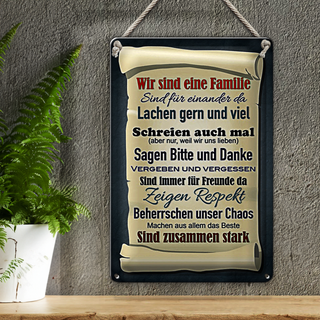 Blechschild Spruch 20x30cm wir sind eine Familie zusammen