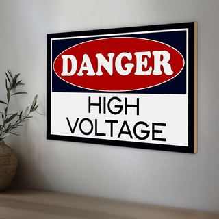 Holzschild Spruch 30x20cm Danger high voltage