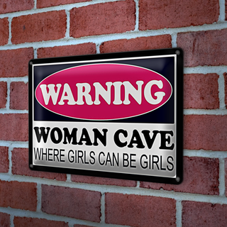 Blechschild Spruch 30x20cm Warning Woman Cave where girls
