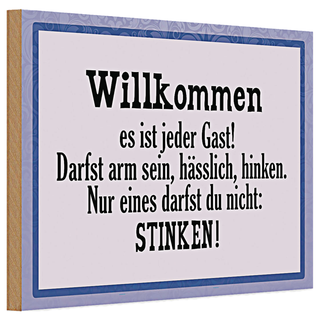 Holzschild Spruch 30x20cm Willkommen es ist jeder Gast