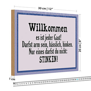 Holzschild Spruch 30x20cm Willkommen es ist jeder Gast
