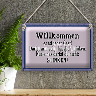 Blechschild Spruch 30x20cm Willkommen es ist jeder Gast