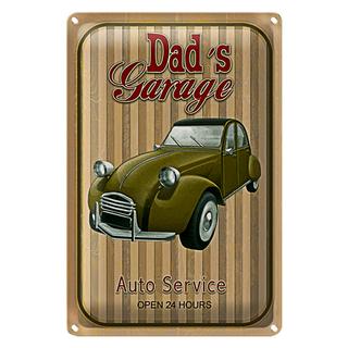 Blechschild Retro 20x30cm Dad´s Garage Auto Service open 24
