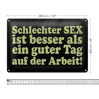 Blechschild Spruch 30x20cm schlechter Sex besser als guter