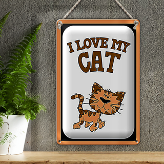 Blechschild Spruch 20x30cm Katze i love my Cat