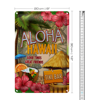 Blechschild Hawaii 20x30cm Aloha Tiki Bar good times great