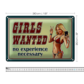 Blechschild Pinup 30x20cm Girls wanted no experience