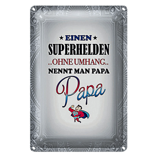 Blechschild Spruch 20x30cm Superhelden ohne Umhang PAPA