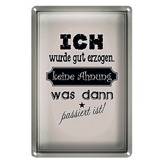 Blechschild Spruch 20x30cm ich gut erzogen dann passiert