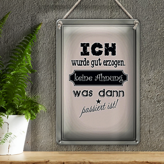 Blechschild Spruch 20x30cm ich gut erzogen dann passiert
